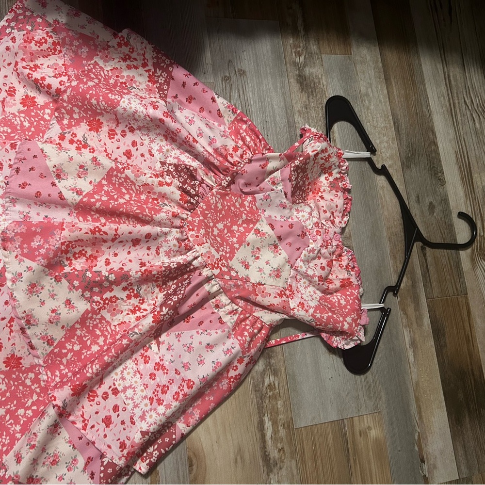 Pink Floral Patchwork Dress